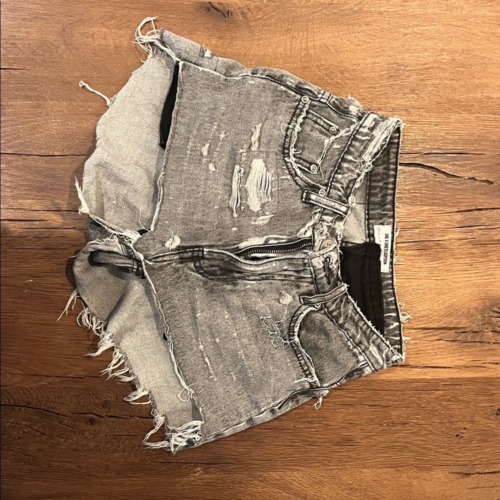 Distressed Gray Denim Shorts